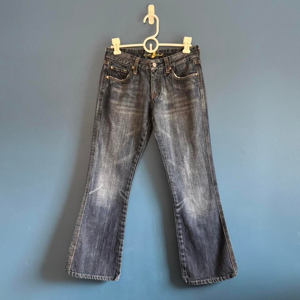 7‎ For All Mankind Jeans Women's Size 27 Low Rise A Pocket Flare Pants Denim Y2K